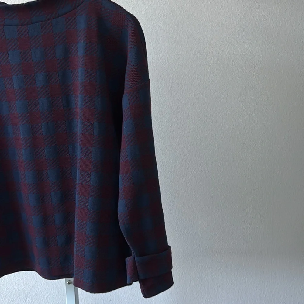 Ann Taylor Top Sz Large Plaid Mock Neck NWT Corpcore Office Chic Business Casual - Picture 9 of 12
